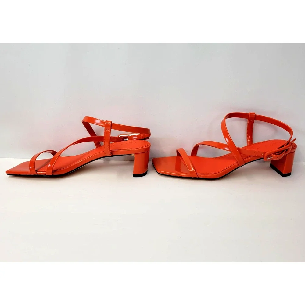 Katy Perry Sandal Wanderering hoes Womens Size 6.5M Flame Orange Strappy Vibrant